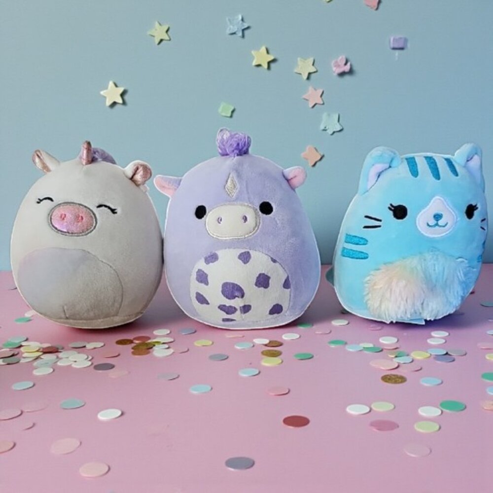 New Squishmallows Trio Corinna Cat Sofia White Unicorn Meadow Purple Horse 5-in